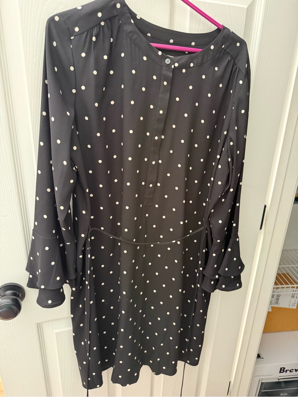LOFT Black Dress with White Polka Dots